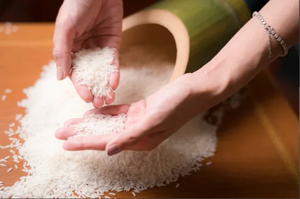 Thai Long Grain Rice — uncooked grains shown close up
