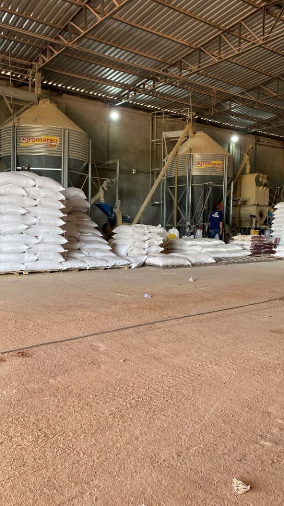 Interior grain silos and sack storage after milling and grading